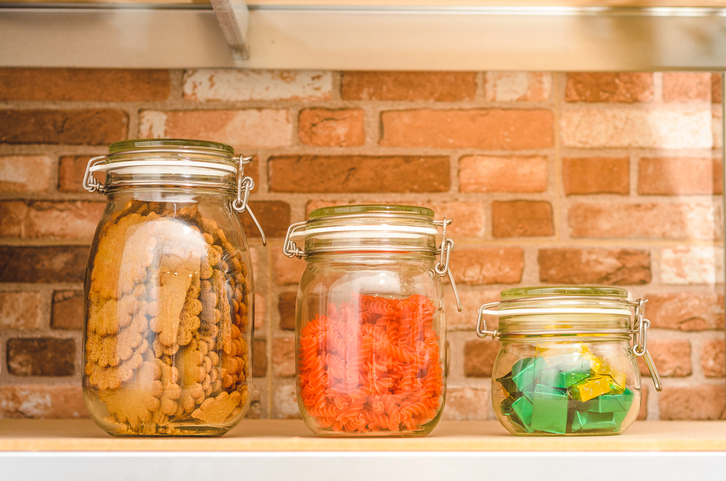 Row of three preserving jars