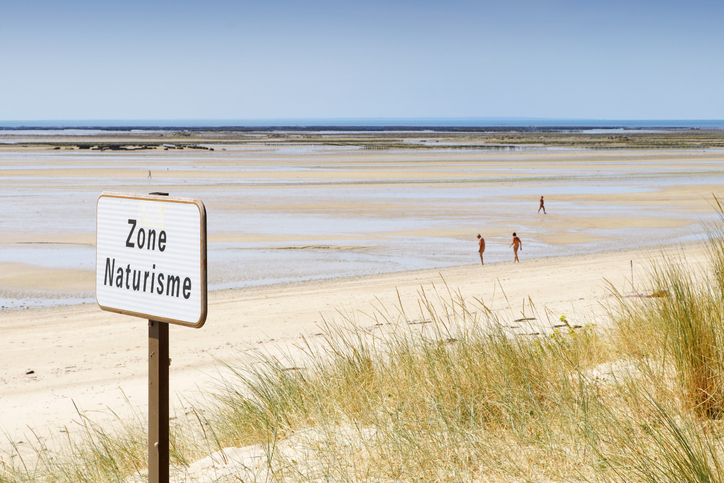 Nudist beach in Agon Coutainville, Normandy, France