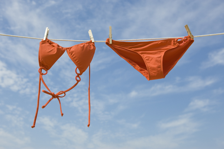 Bikini hanging from clothesline
