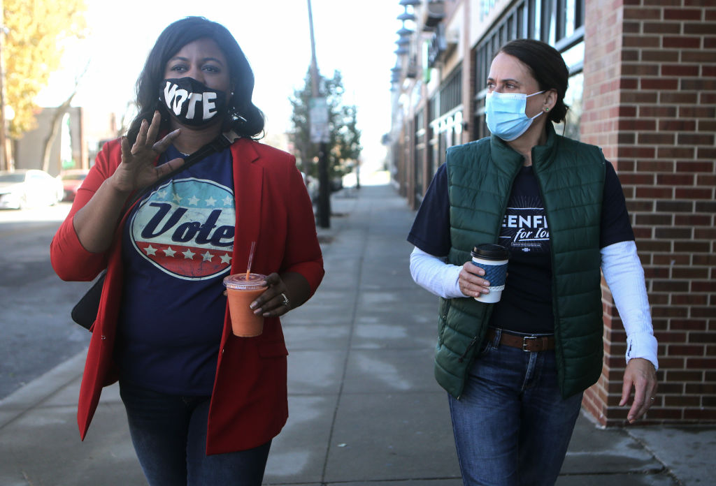 Senate Candidate Theresa Greenfield Greets Voters In Des Moines