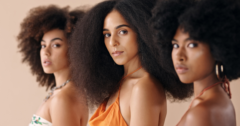 Beauty portrait of African American girl with afro hair. Beautiful black  woman. Cosmetics, makeup and fashion Stock Photo