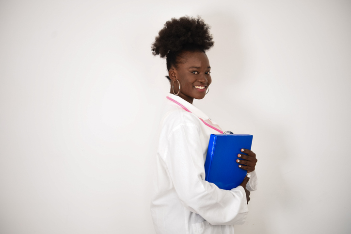 Studio portrait of a beautiful African doctor on duty