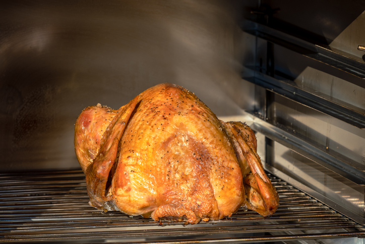 Roasted turkey in a Barbecue smoker