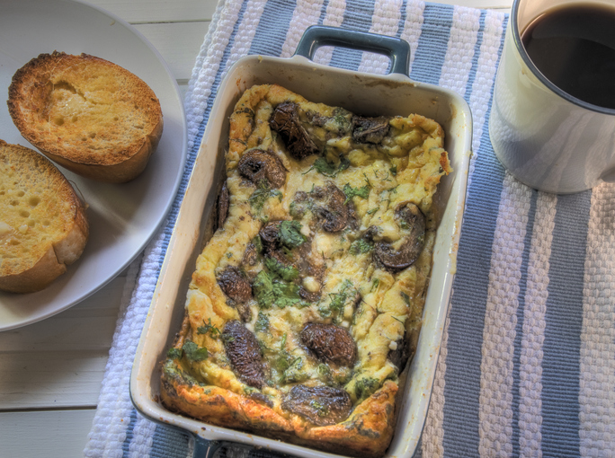 Top View Egg Frittata in baking dish