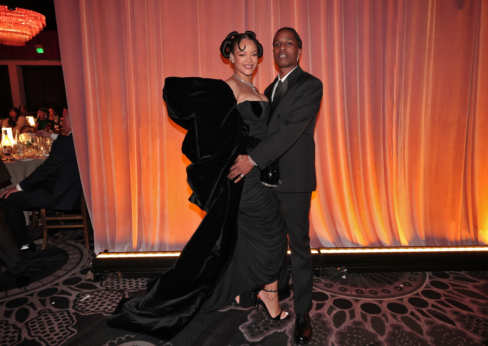 Rihanna Makes Debut At Golden Globes In A Schiaparelli Gown