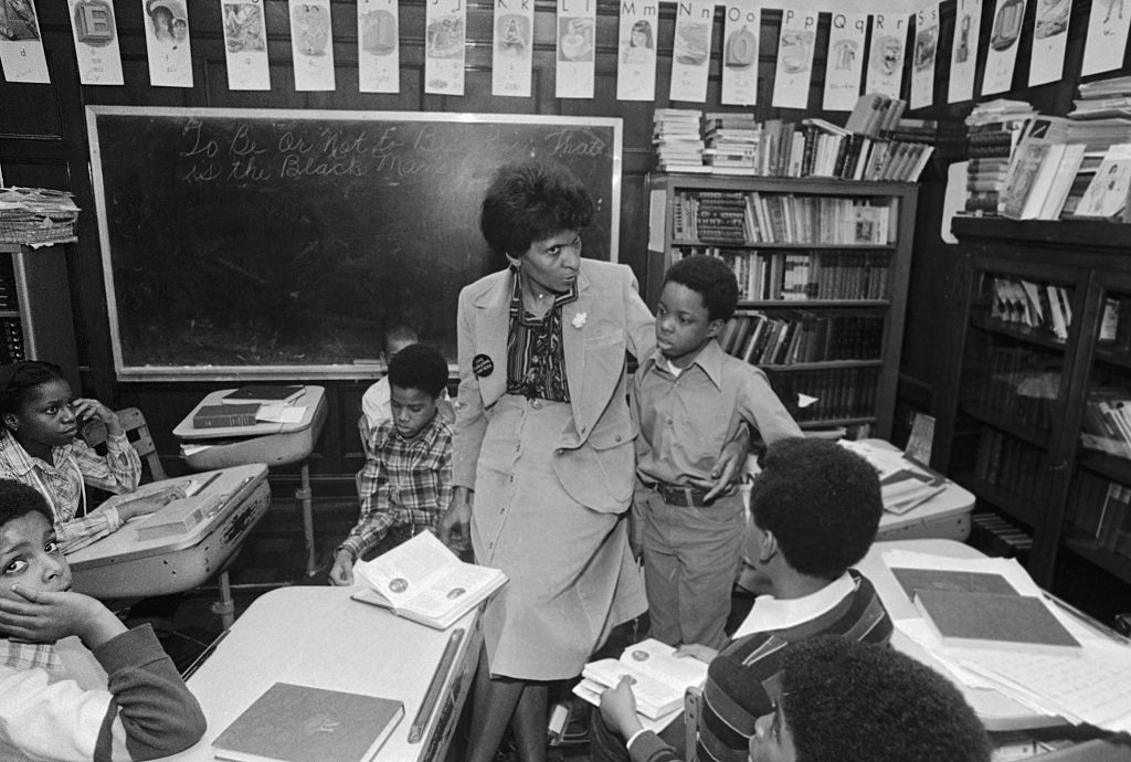 Teacher and Students in Chicago Inner City School
