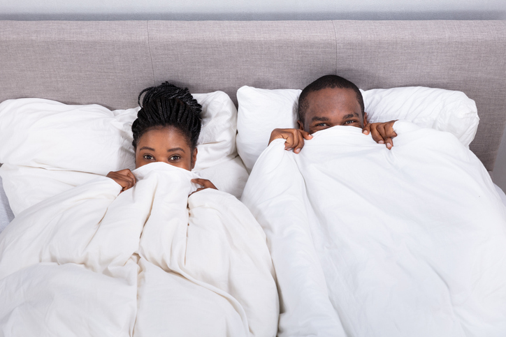 Couple Trying To Hide In Blanket avoiding a kink