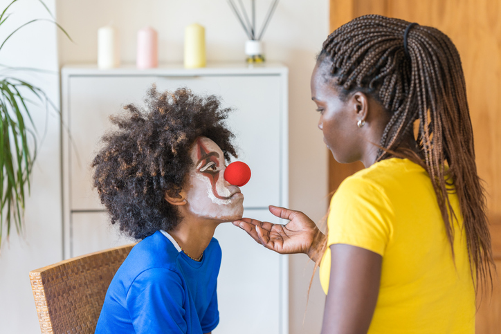  Abusive Black Mother son clown