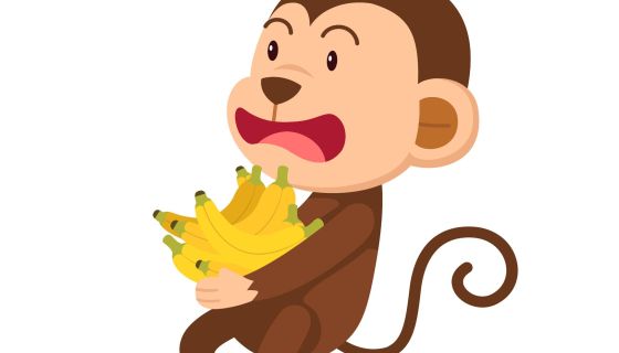 cute cartoon monkey character on white background illustration