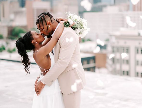 Simone Biles Jonathan Owens wedding married destination beach dress husband