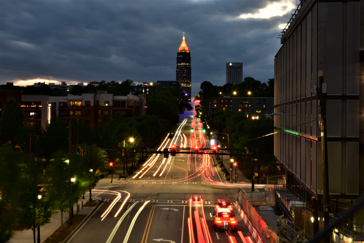 Sunset traffic in Atlanta Georgia