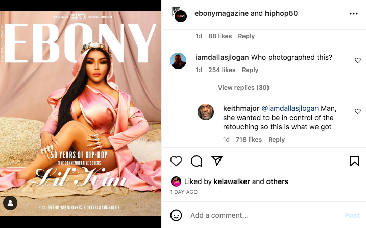 Lil Kim Ebony cover photographer Instagram Keith Major retoucher editing