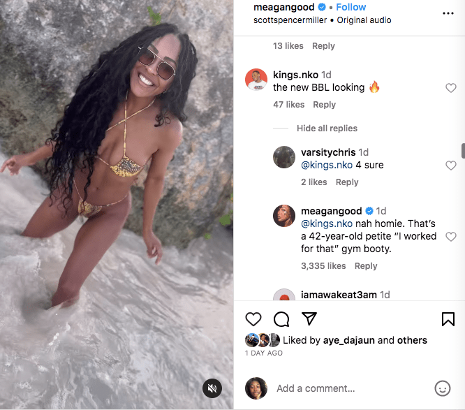 Meagan Good Shuts Down BBL Comment From Troll, ‘Nah, Homie…I Worked For That Gym Body’