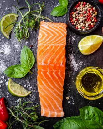 Raw salmon fillet