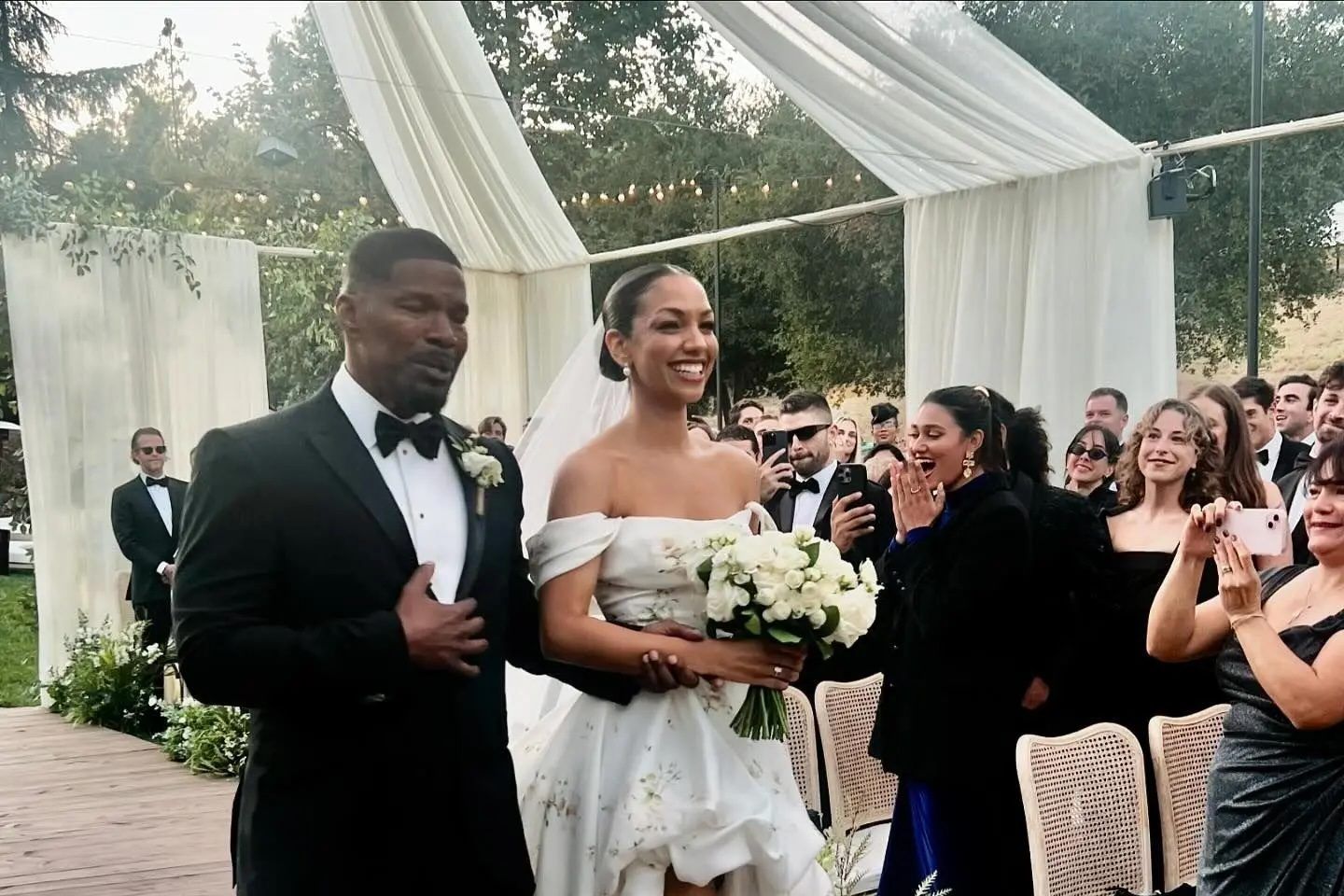 Jamie Foxx Openly Weeps Walking Eldest Daughter Corinne Down The Aisle At Lavish Wedding
