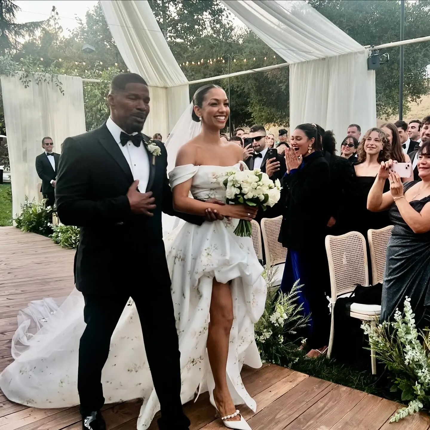 Jamie Foxx Openly Weeps Walking Eldest Daughter Corinne Down The Aisle At Lavish Wedding