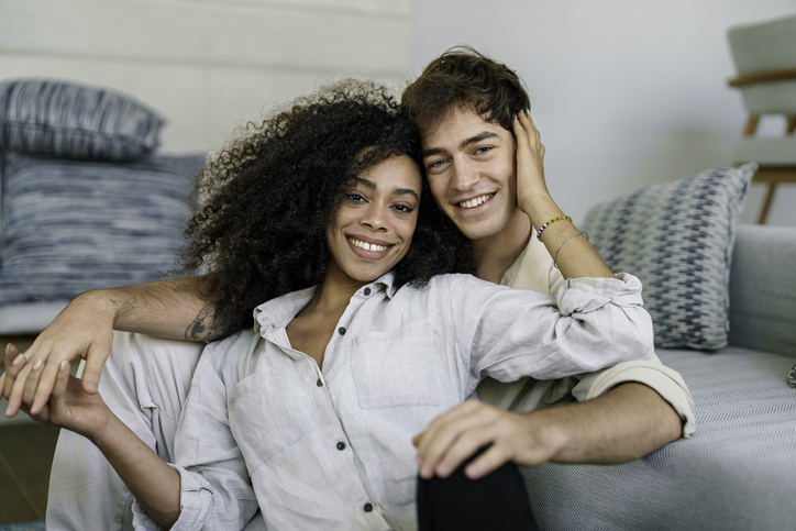 Diverse Young Couple Enjoying Time Together Indoors