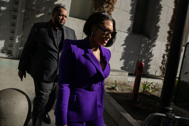 Megan Thee Stallion whose legal name is Megan Pete arrives at court to testify in the trial of Rapper Tory Lanez for allegedly shooting her
