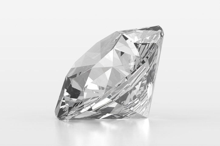 Dazzling diamond with high quality on a white background