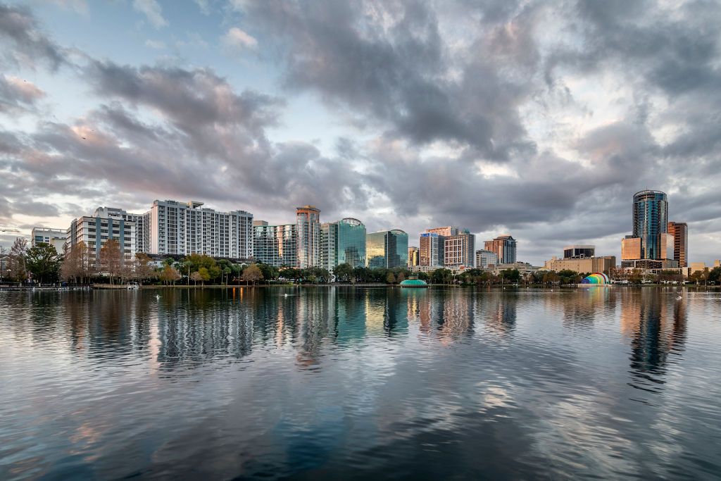 Orlando City skyline and Lake Eola...