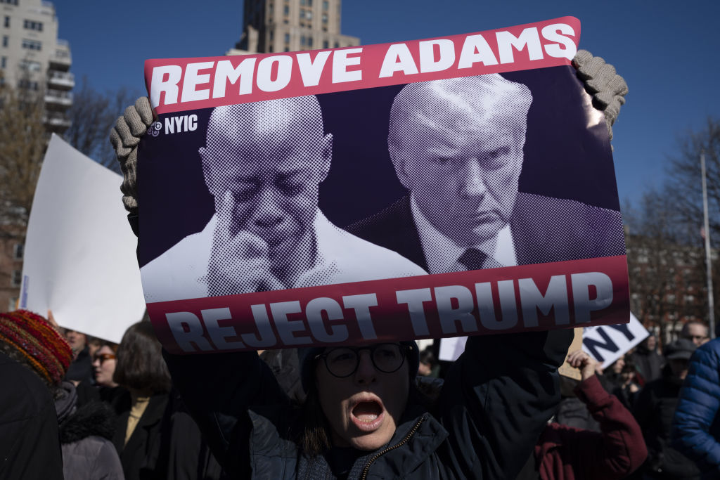 New Yorkers rally against Mayor Adams and President Trump