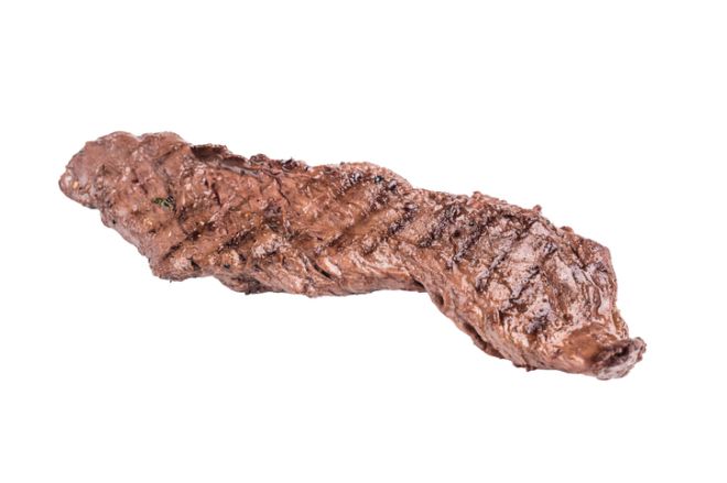 Grilled Beef Machete Skirt Steak, prime meat isolated on white background. top view