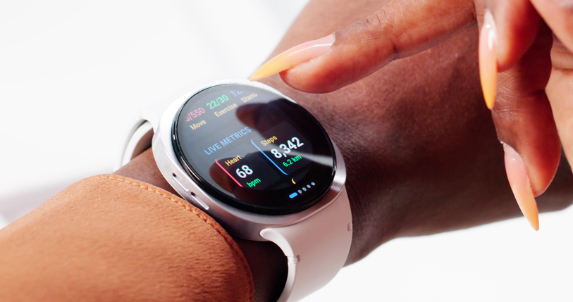 Healthy Woman Monitors Heart Rate With Smartwatch