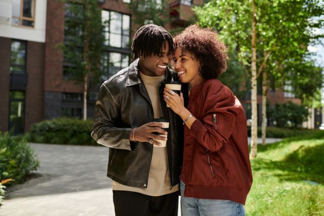 Stylish young couple enjoys a day in the city during their romantic date