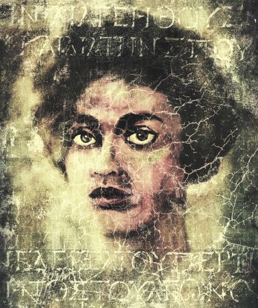 The face of a dark-skinned middle-aged woman. Illustration of sadness, loss