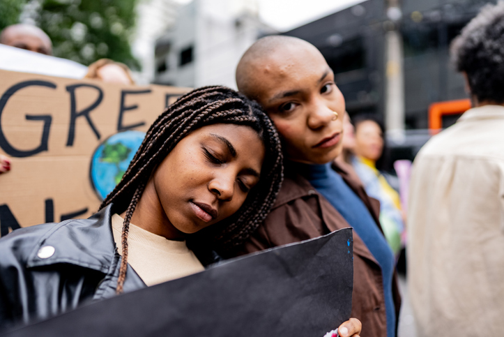 Young women during protest