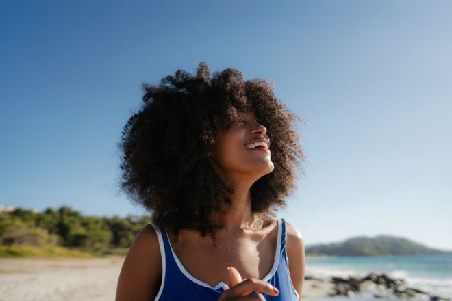 Summer portrait of a beautiful African American woman