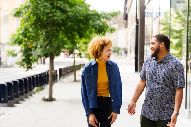 Man and woman hanging out