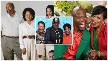A collage of images featuring a diverse group of people, including an older couple, a group of friends, and a couple in formal attire. The images show the people smiling and posing together.