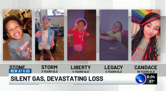 Five children of different ages shown in individual photos, with captions identifying their names and ages. The photos show the children smiling, laughing, and making various facial expressions.