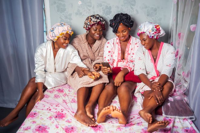 Women looking at smartphone