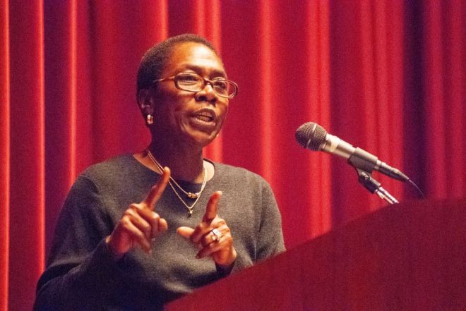 Shakur At Podium