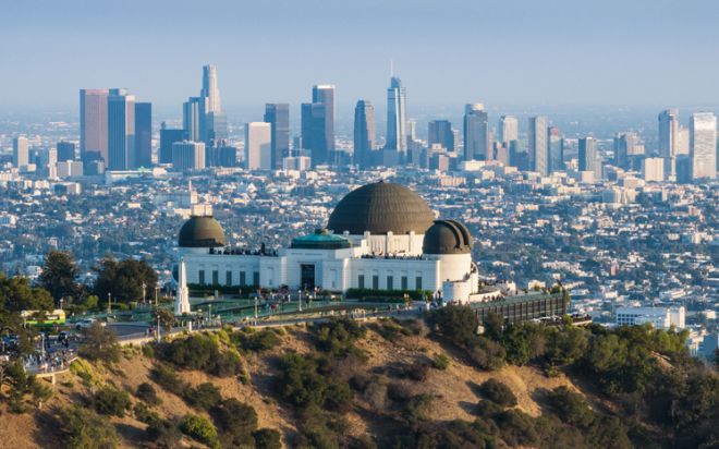 Aerial view of Los Angeles city from Griffith Observatory, USA