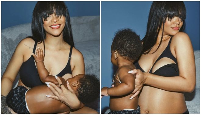 Two people in intimate embrace, wearing black swimwear, against a blue background.
